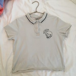 Collared skull detail crop top